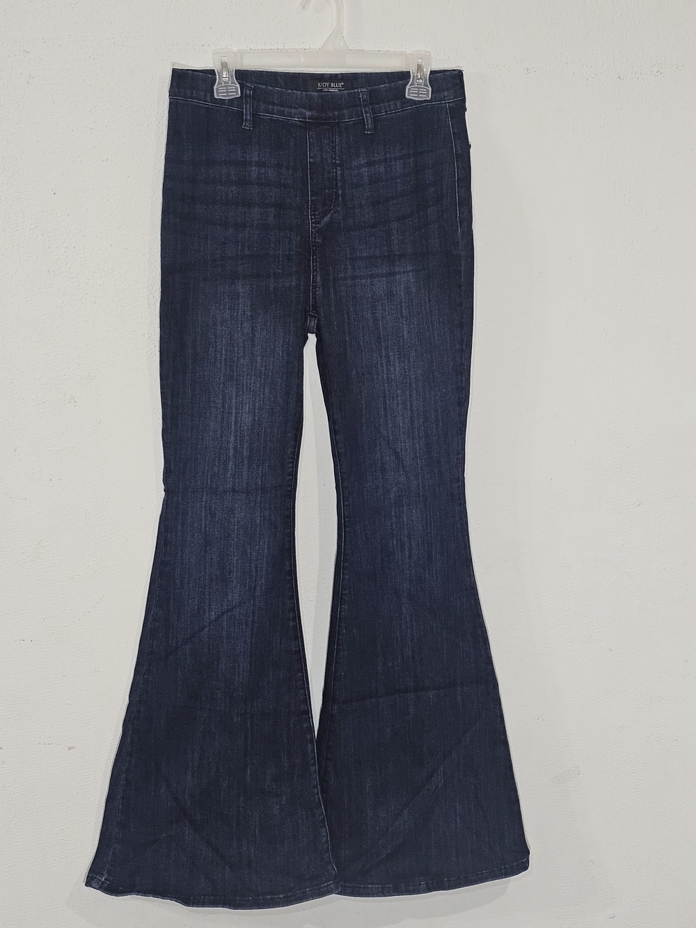 Judy Blue Pull On Super Flare Jeans Dark Wash 11/30 Elastic Waist